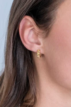 Discount Zinzi zilveren oorringen 14K geel verguld 13x4mm gourmet schakel ZIO2225