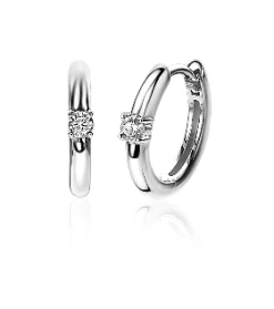 Hot Zinzi zilveren oorringen 13x2mm rond wit ZIO2224