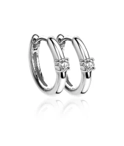 Hot Zinzi zilveren oorringen 13x2mm rond wit ZIO2224