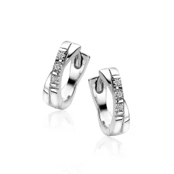 Hot Zinzi zilveren oorringen 12x3mm kruislings wit ZIO2039