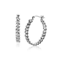 Clearance Zinzi zilveren oorringen met gourmet schakels 23x3,5mm ZIO2334