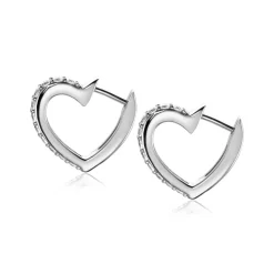 New Zinzi zilveren oorringen 17mm hartvorm met witte zirconia's ZIO2195Z