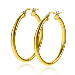Outlet Zinzi zilveren oorringen 14K geel verguld 36x3mm rond ZIO2179G