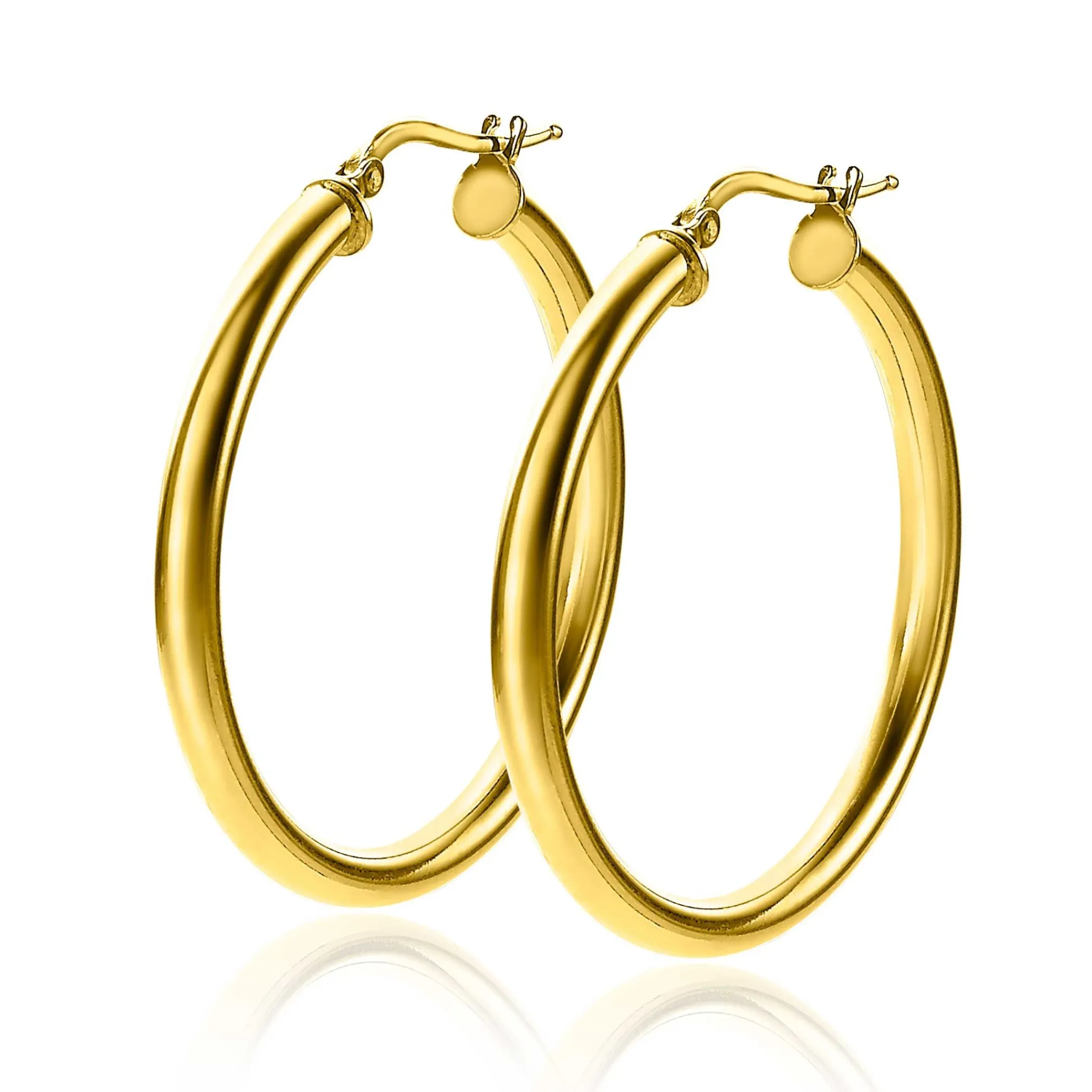 Outlet Zinzi zilveren oorringen 14K geel verguld 36x3mm rond ZIO2179G