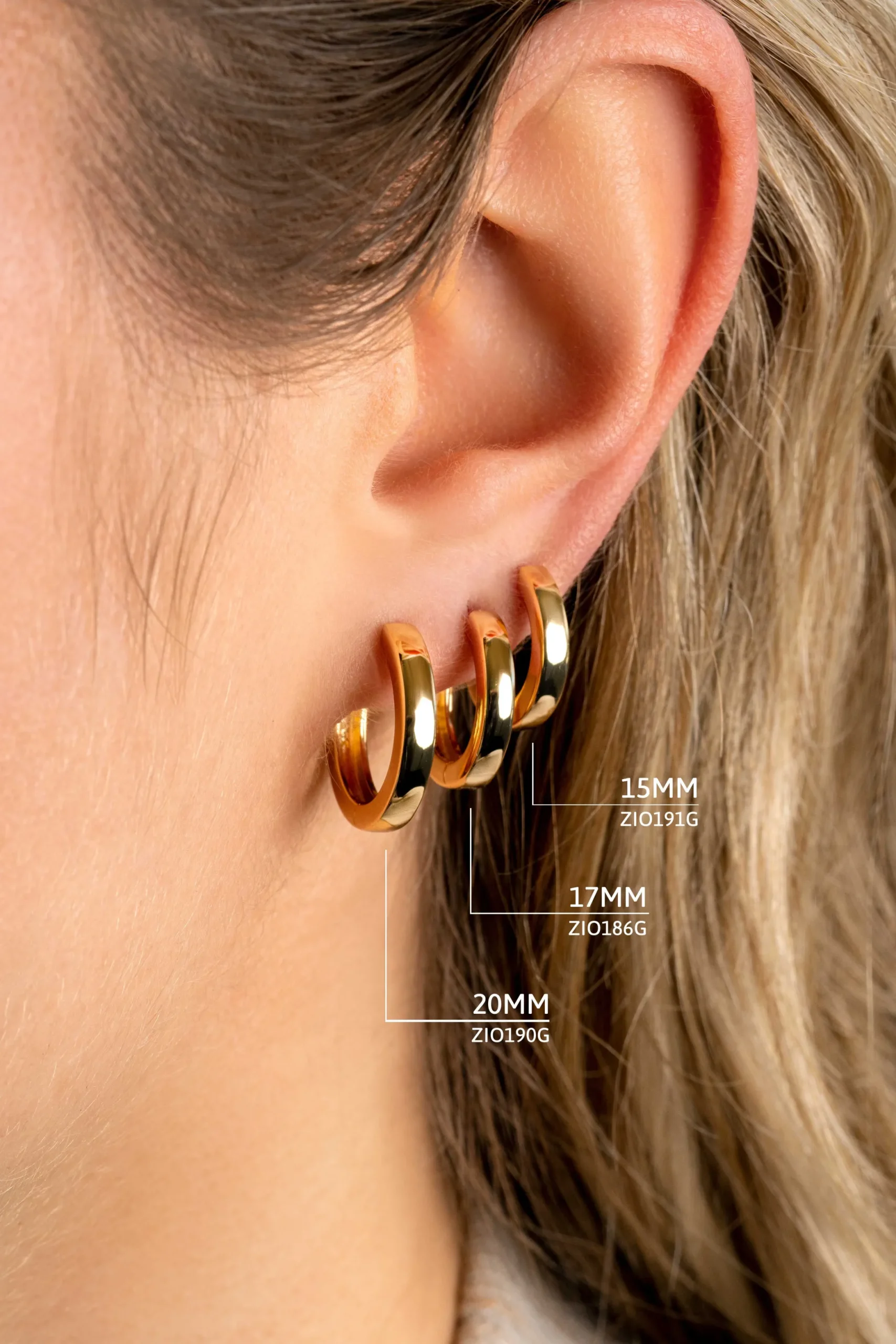 Discount Zinzi zilveren oorringen geel verguld 17 x 3mm ZIO186G