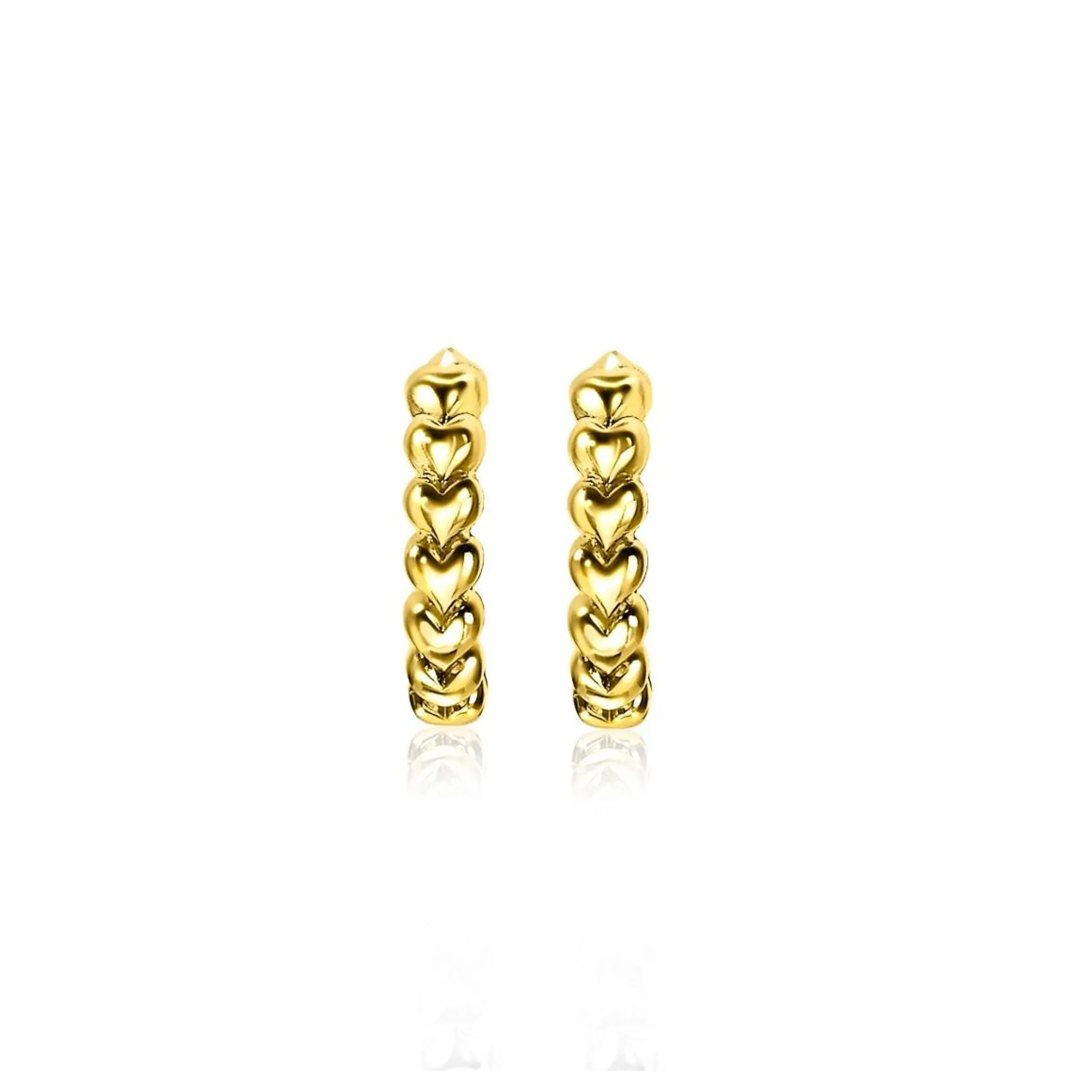 Online Zinzi zilveren oorringen 15x3mm 14K geel verguld met hartjes ZIO1798G