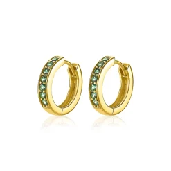 Hot Zinzi zilveren oorringen geelverguld 15 x 3mm groen ZIO191GG