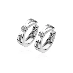 Best Zinzi zilveren oorringen met X-vorm en witte ronde zirconia 17x5mm ZIO2194