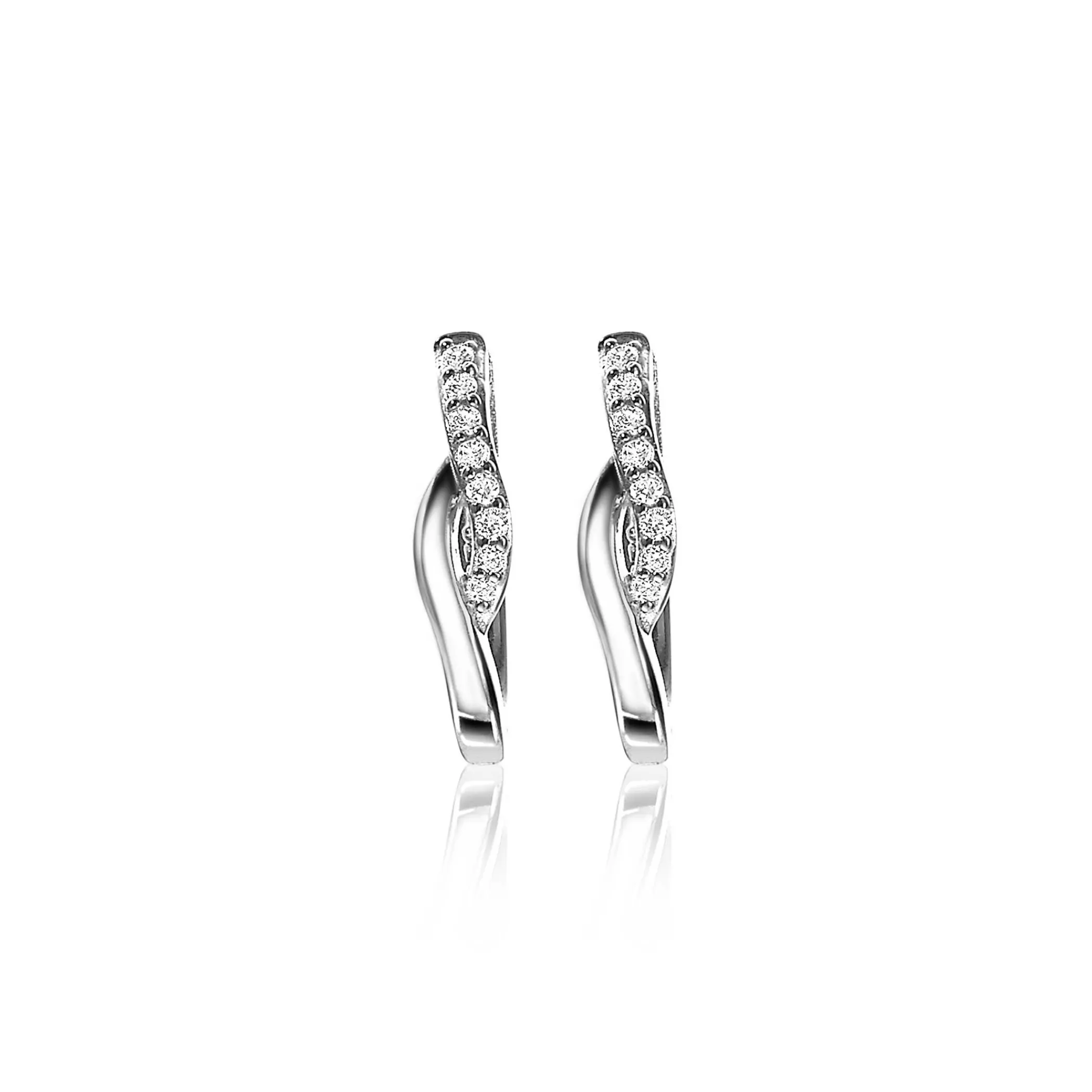 Online Zinzi zilveren oorringen 16x3mm crossover witte zirconia's ZIO1971