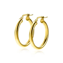 Clearance Zinzi zilveren oorringen 14K geel verguld 26x3mm rond ZIO2178G