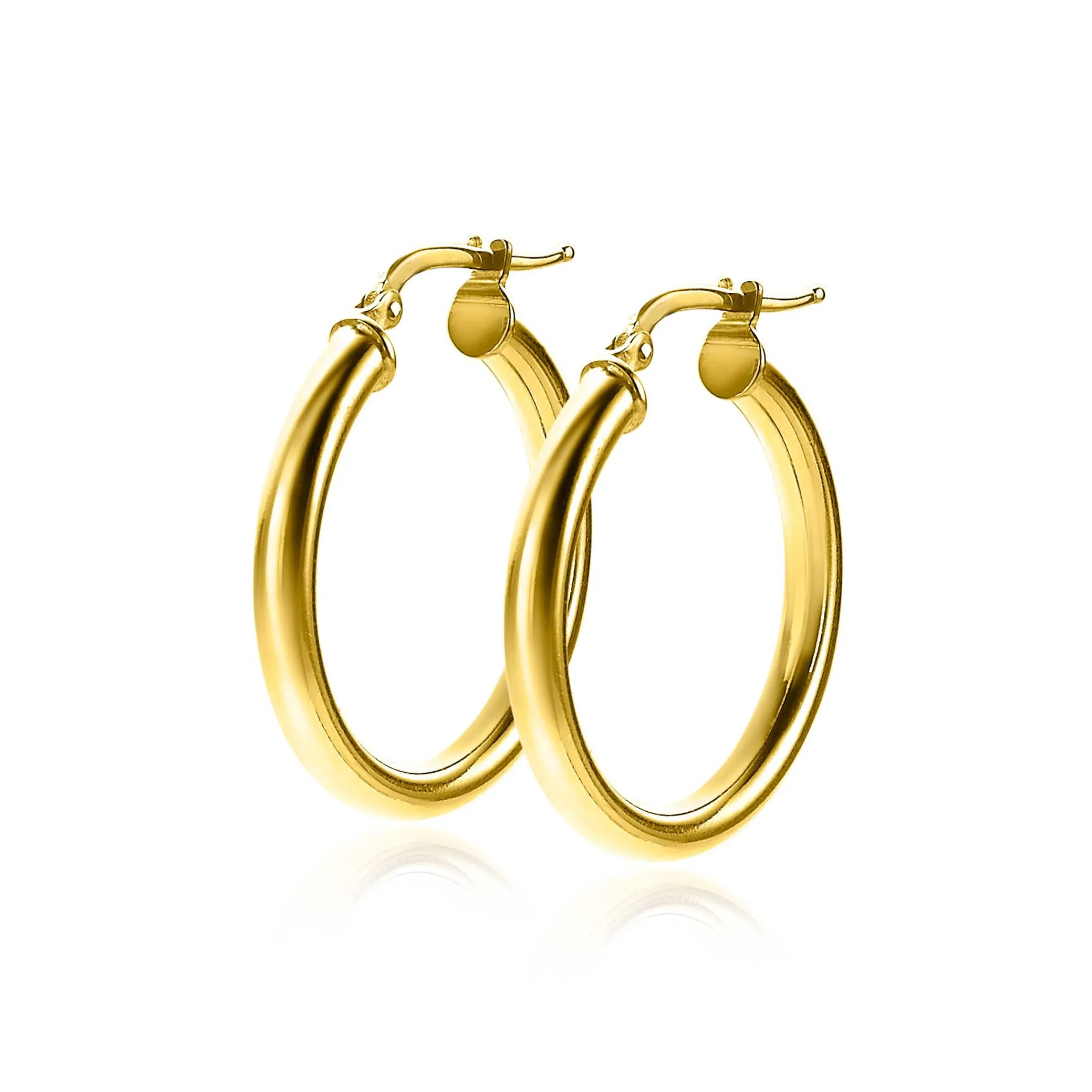 Clearance Zinzi zilveren oorringen 14K geel verguld 26x3mm rond ZIO2178G