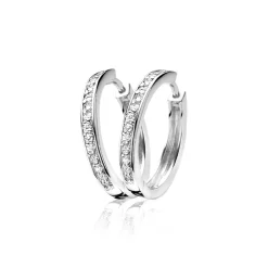 Sale Zinzi zilveren oorringen 24 x 3mm witte zirconia's met luxe klapsluiting ZIO192Z