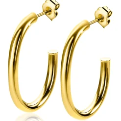 Discount Zinzi zilveren oorringen 14K geel verguld open vorm 40x4mm ovaal ZIO2233G