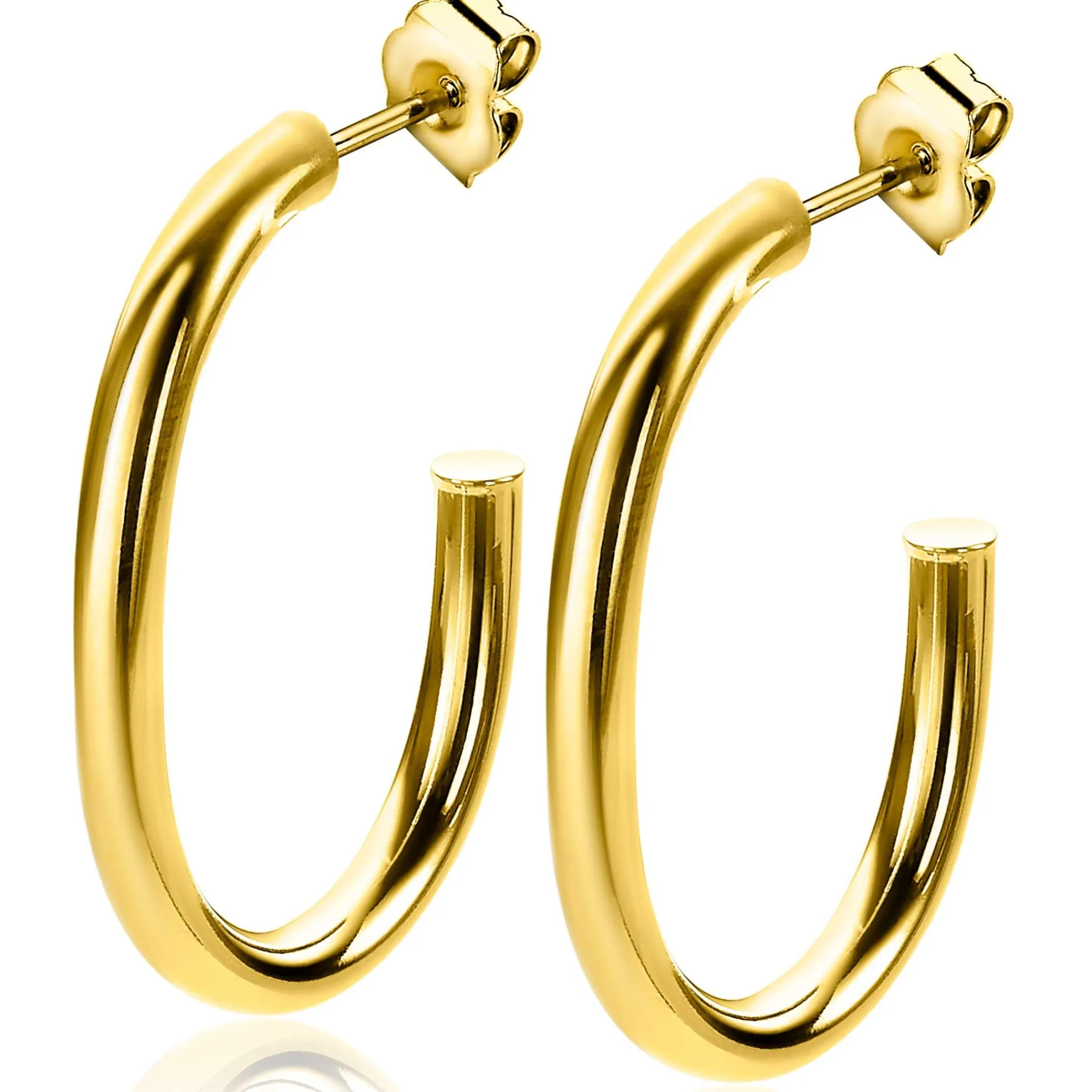 Discount Zinzi zilveren oorringen 14K geel verguld open vorm 40x4mm ovaal ZIO2233G
