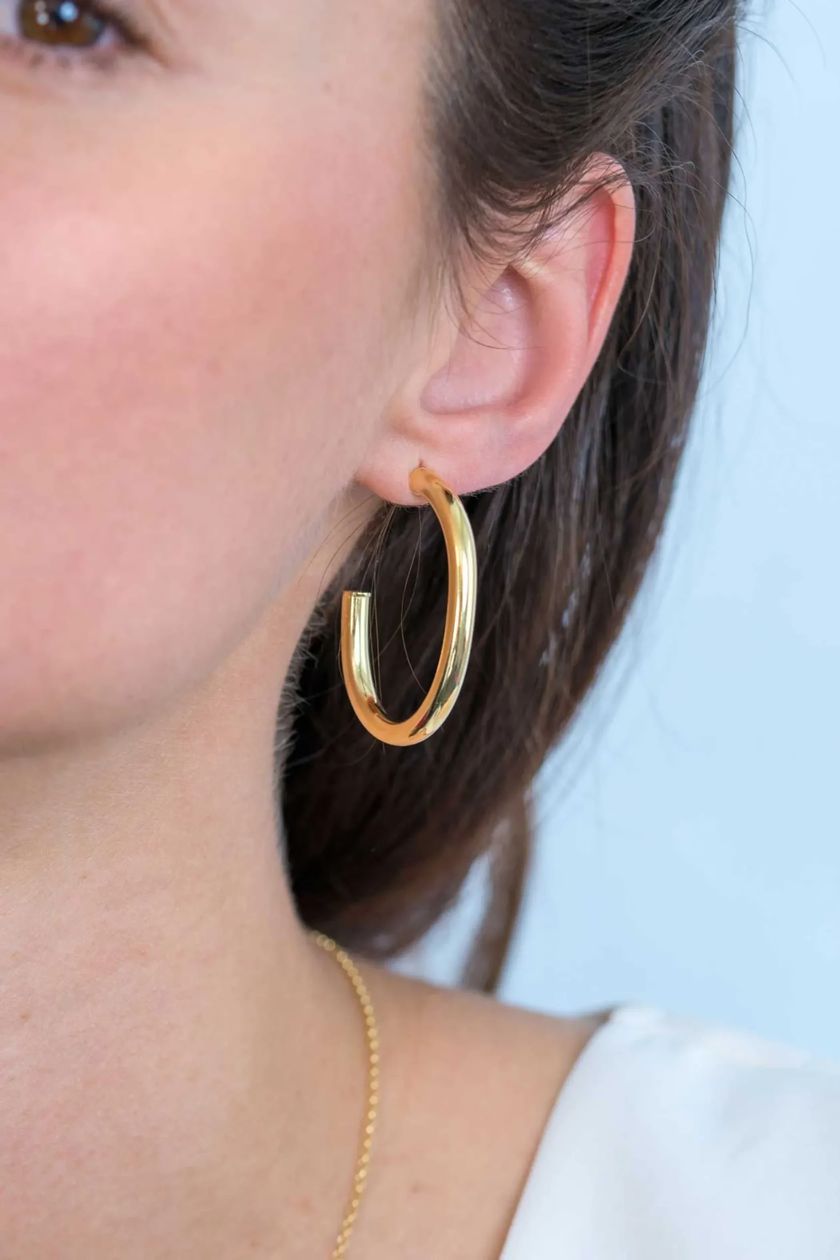 Discount Zinzi zilveren oorringen 14K geel verguld open vorm 40x4mm ovaal ZIO2233G