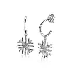 Clearance Zinzi zilveren oorsieraden sneeuwkristal bedel 23mm ZIO1977