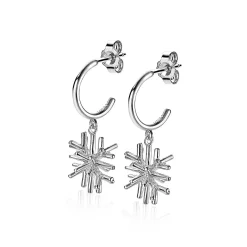 Clearance Zinzi zilveren oorsieraden sneeuwkristal bedel 23mm ZIO1977