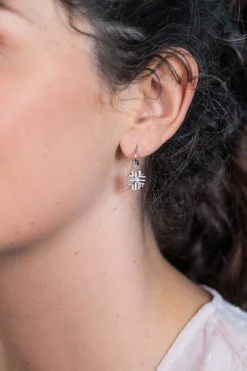 Clearance Zinzi zilveren oorsieraden sneeuwkristal bedel 23mm ZIO1977