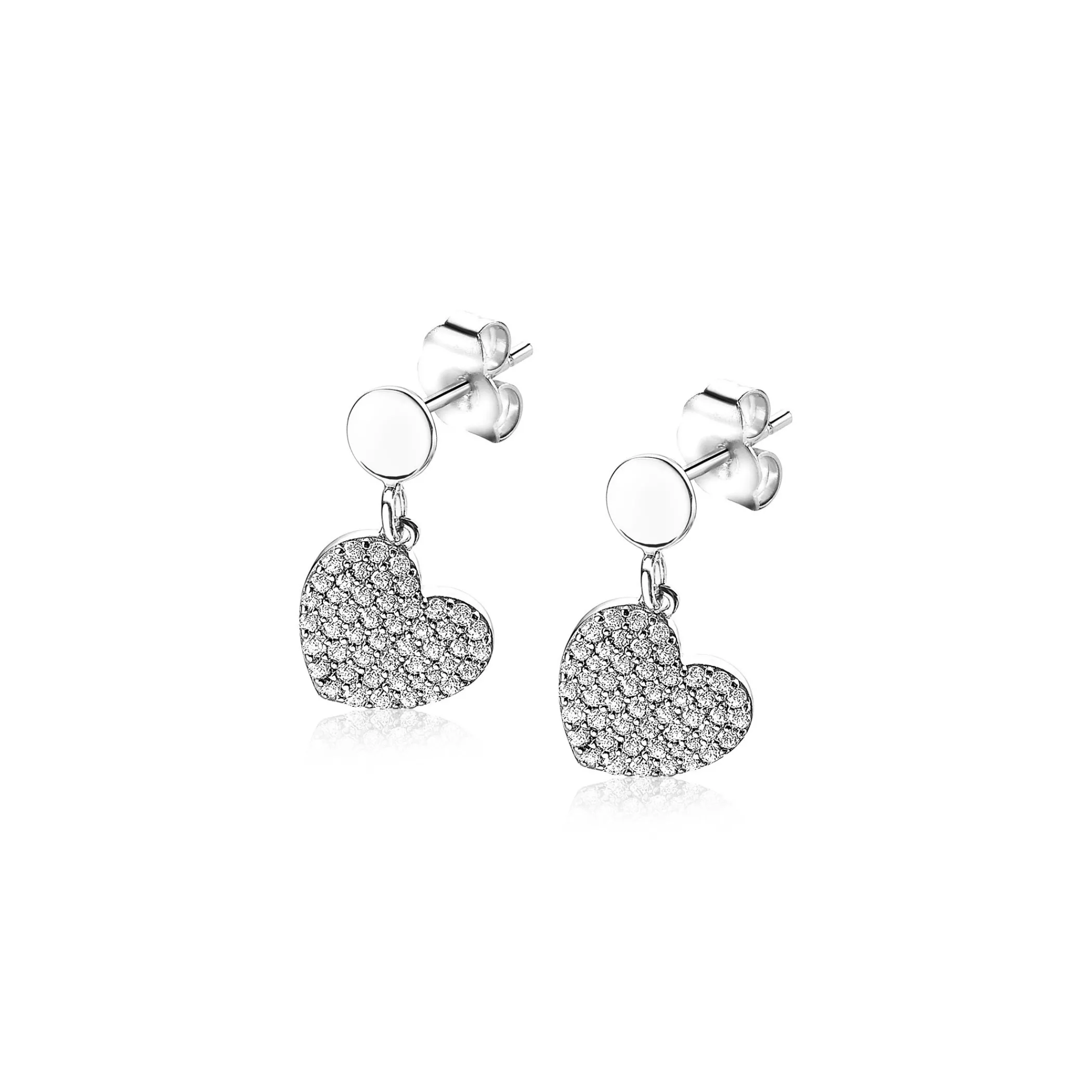 Sale Zinzi zilveren oorsieraden bungelend hart wit ZIO1696