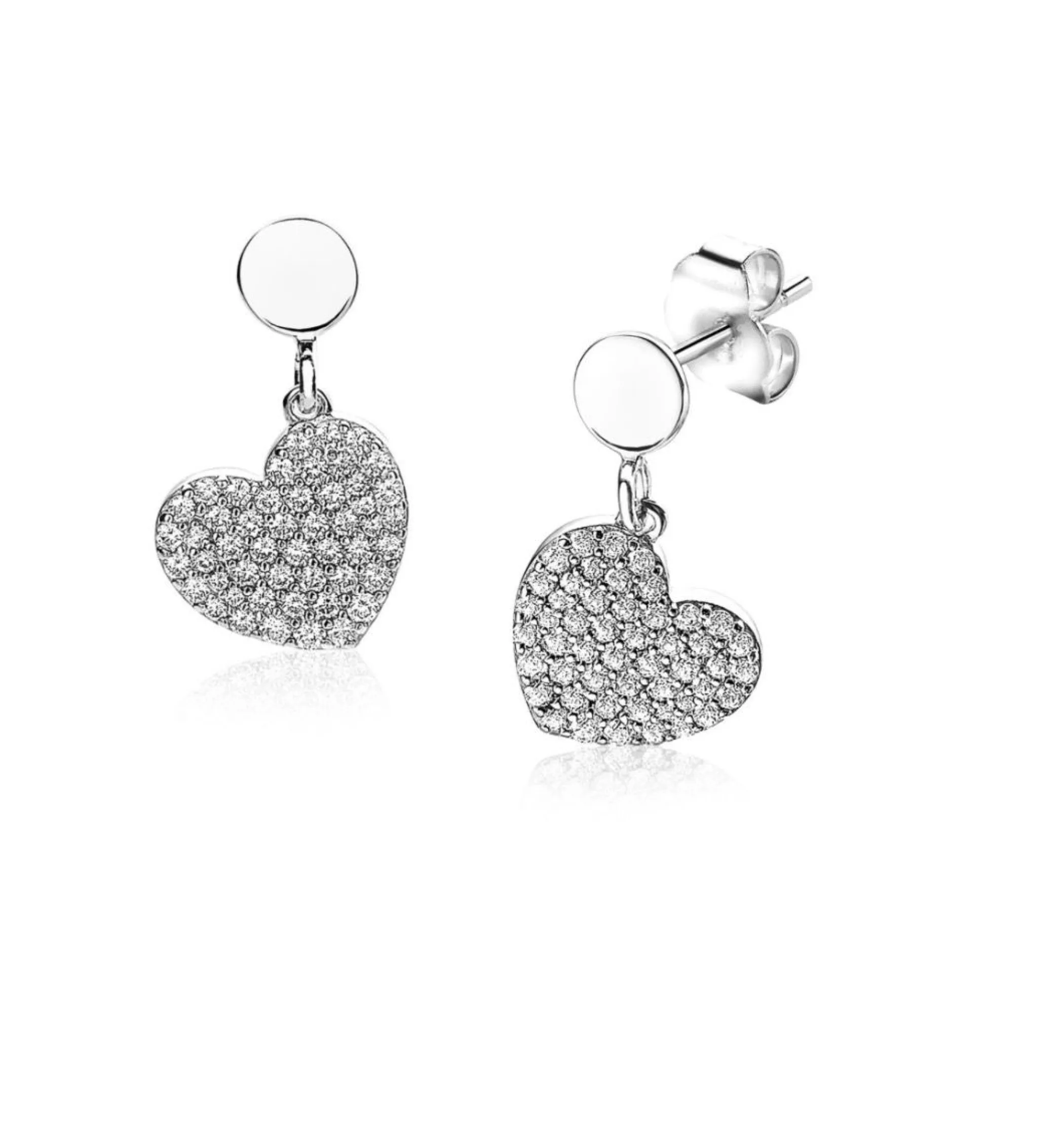 Sale Zinzi zilveren oorsieraden bungelend hart wit ZIO1696