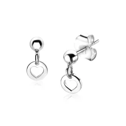 Discount Zinzi zilveren oorstekers rond bungelend hart ZIO1650