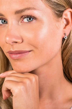 Discount Zinzi zilveren oorstekers rond bungelend hart ZIO1650