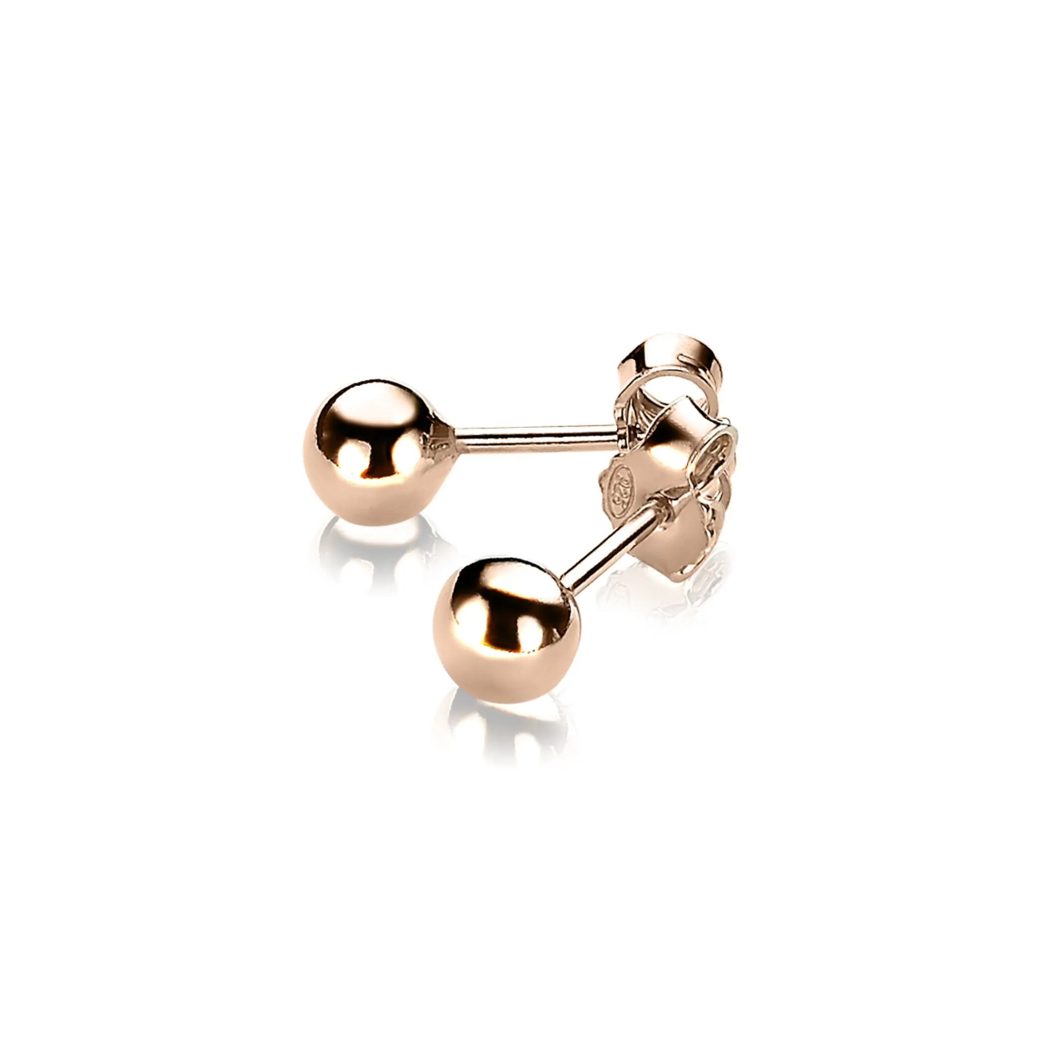 Clearance Zinzi zilveren oorstekers rosé verguld glad bol 5mm ZIO807R