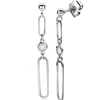 Outlet Zinzi zilveren oorstekers lange paperclip ketting met ronde witte zirconia 49mm ZIO2364