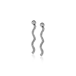 Clearance Zinzi zilveren oorstekers 22mm golvend 'waves' wit ZIO2014