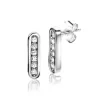 Sale Zinzi zilveren oorstekers staafje 12mm ovale vorm bezet met witte zirconia's ZIO2270