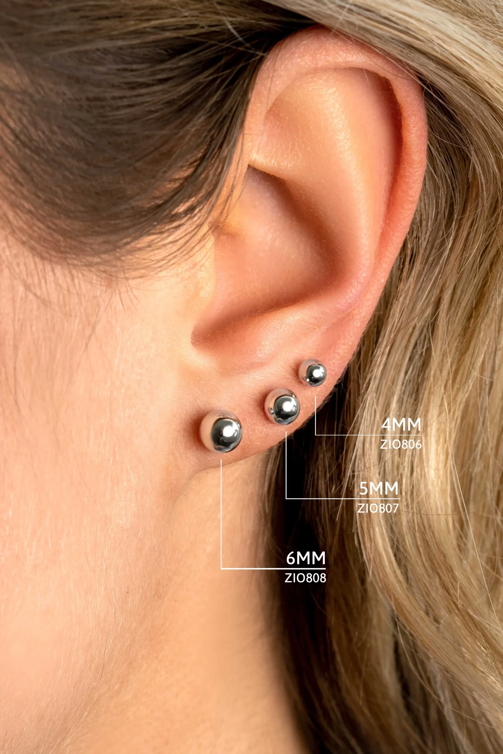 Discount Zinzi zilveren oorstekers glad bol 5mm ZIO807