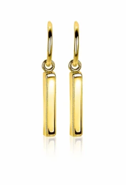 Best Zinzi zilveren oorstekers in 14K geel verguld met staafje 26mm ZIO2099G