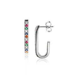 Discount Zinzi zilveren oorstekers in ovale vorm (20mm) bezet met regenboog kleurstenen ZIO2310MC