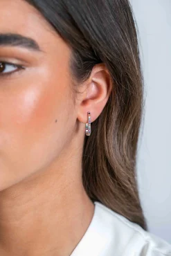 Discount Zinzi zilveren oorstekers in ovale vorm (20mm) bezet met regenboog kleurstenen ZIO2310MC