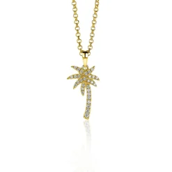 Best Zinzi zilveren palmboom hanger 14K geel verguld wit 18mm ZIH2083 (zonder collier)