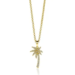 Best Zinzi zilveren palmboom hanger 14K geel verguld wit 18mm ZIH2083 (zonder collier)