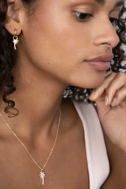 Best Zinzi zilveren palmboom hanger 14K geel verguld wit 18mm ZIH2083 (zonder collier)