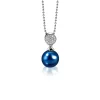 New Zinzi zilveren parelhanger 18mm witte zirconia's blauwe parel ZIH1151B (zonder collier)