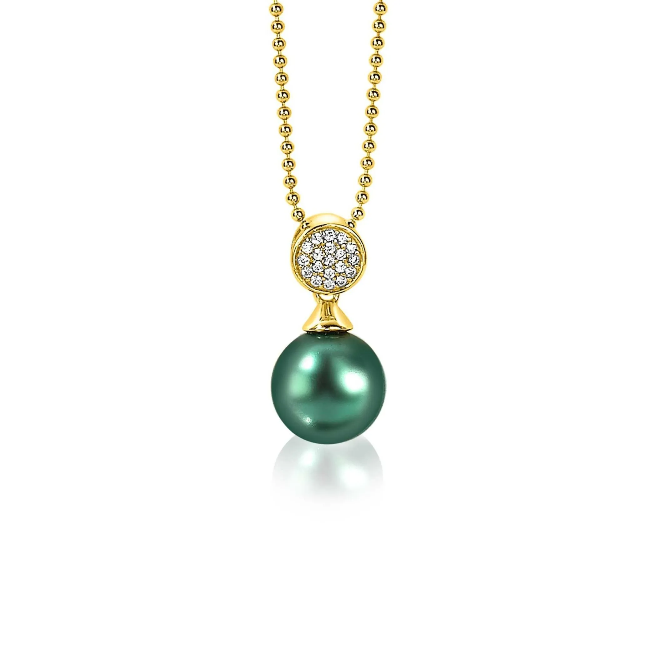 Sale Zinzi zilveren parelhanger geelverguld 18mm witte zirconia's groene parel ZIH1151GG (zonder collier)