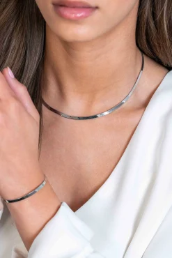 Sale Zinzi zilveren platte slangen-ketting 45cm 3,5mm breed ZIC2292