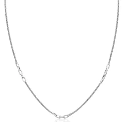 Clearance Zinzi zilveren popcorn schakelketting 45-48cm met drie paperclip schakelaccenten ZIC2709