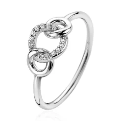 Best Zinzi zilveren ring 3 ronde vormen wit ZIR2045