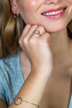 Zinzi zilveren ring 2 ronde vormen in elkaar ZIR1278