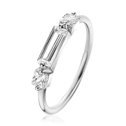 Zinzi zilveren ring baguette rechthoek vierkant wit ZIR2056
