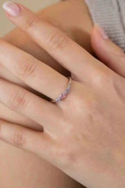 Clearance Zinzi zilveren ring bezet met ovale zirconia's in roze en lila ZIR2498