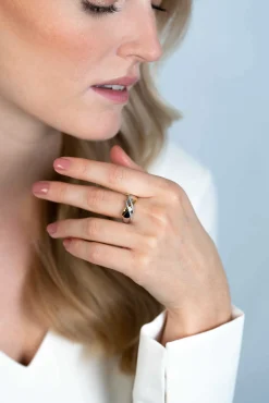 Clearance Zinzi zilveren ring cross-over bicolor met witte zirconia's ZIR2243