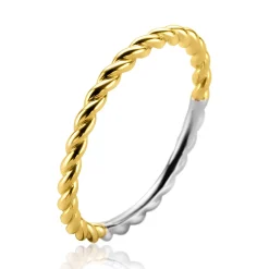 Best Zinzi zilveren ring extra 14K geel verguld gedraaid design 2mm ZIR2247