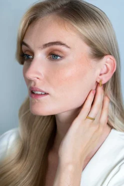 Discount Zinzi zilveren ring extra 14K geel verguld geribbeld design ZIR2245