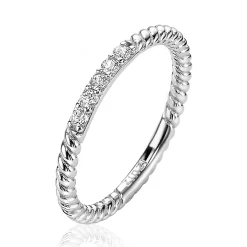 Best Zinzi zilveren ring gedraaid 2mm witte zirconia's ZIR2128