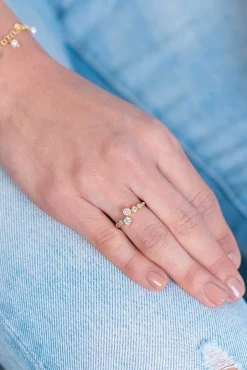 Discount Zinzi zilveren ring geel verguld rond wit ZIR2054Y